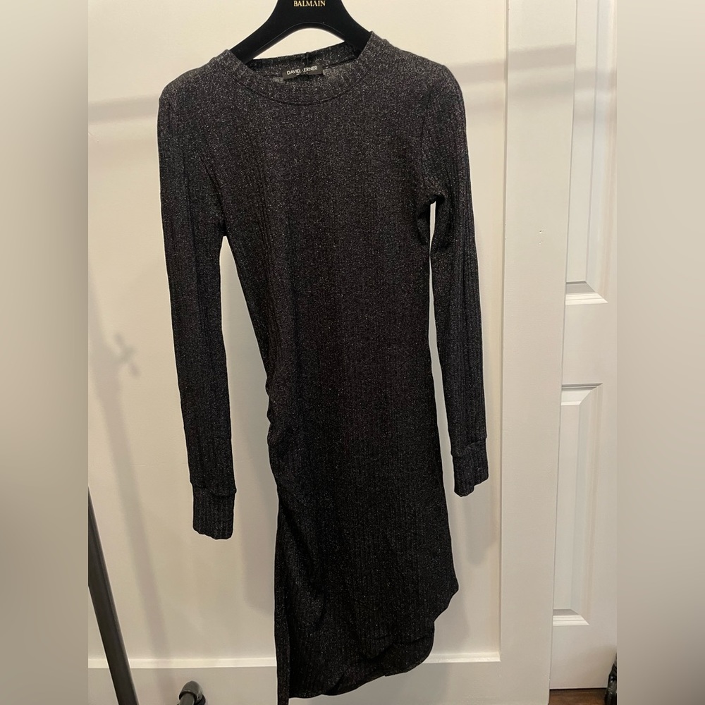 David Lerner ribbed metallic night out dress